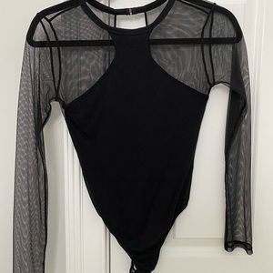 SMALL BLACK BODYSUIT WITH MESH BACK/SLEEVES